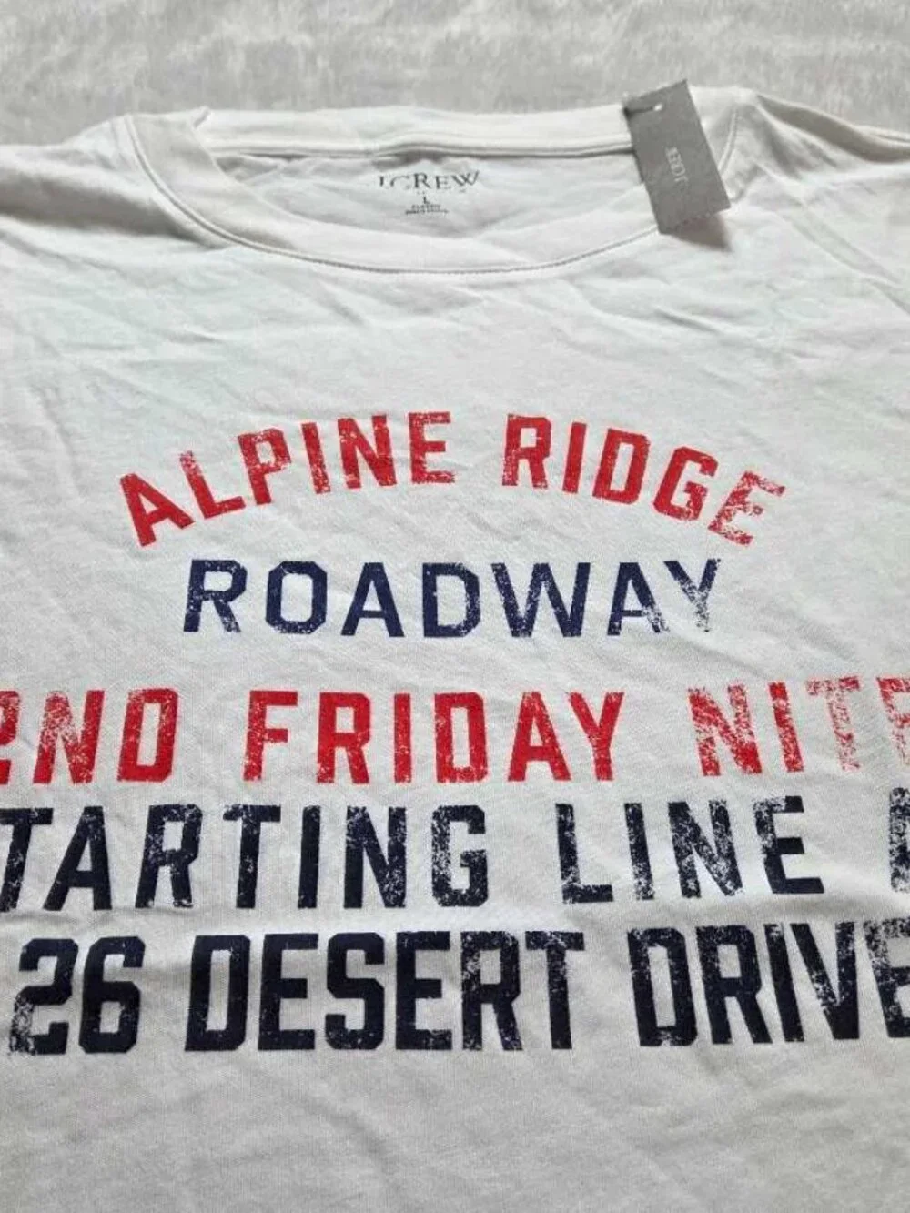 New S L J.Crew Alpine Ridge vintage jersey relaxed-fit Roadway graphic t-shirt